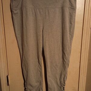 Light Gray Cotton Blend Leggings with Side Lace-Up Detail